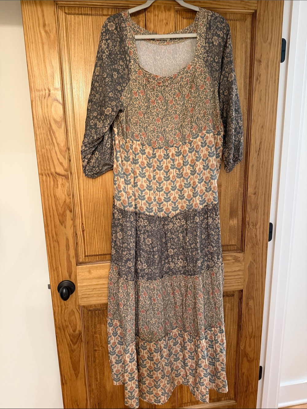 Natural Life Boho Floral Tiered Maxi Dress - Neutral Floral